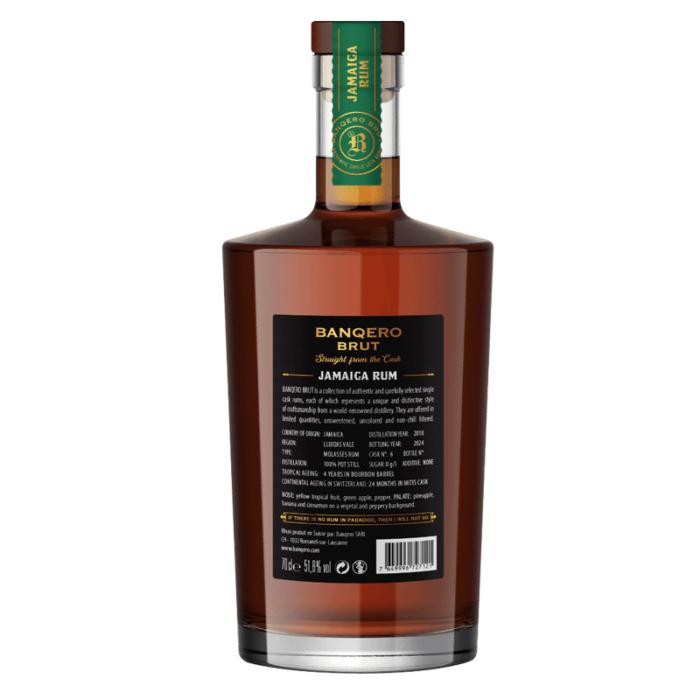 Rhum BANQERO BRUT Jamaica avec étui – Image 2
